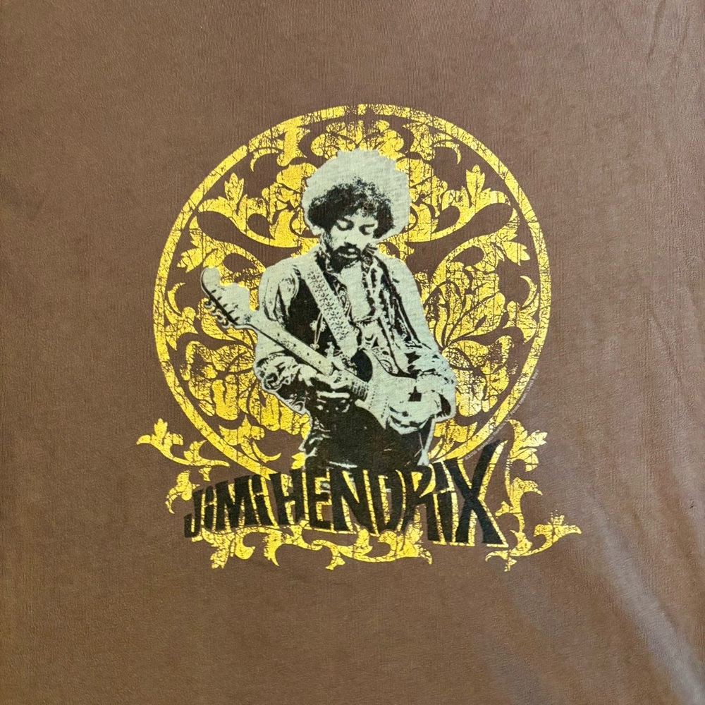 Jimi Hendrix 🎸 Vintage Short Sleeve Brown & Gold Graphic Tee Size Medium 🎸 - Picture 14 of 16